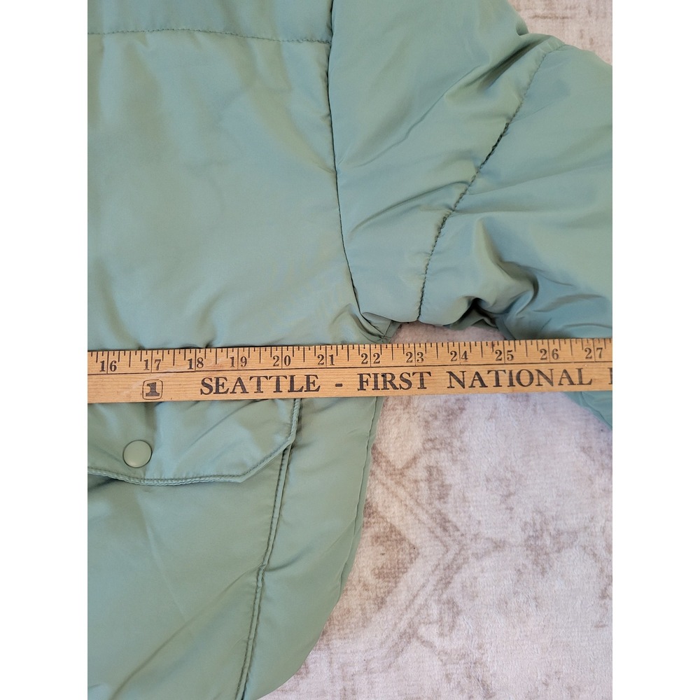 Love Tree Cropped Puffer Jacket Sage Green Quilted Zip Front Womens Large - Picture 7 of 8